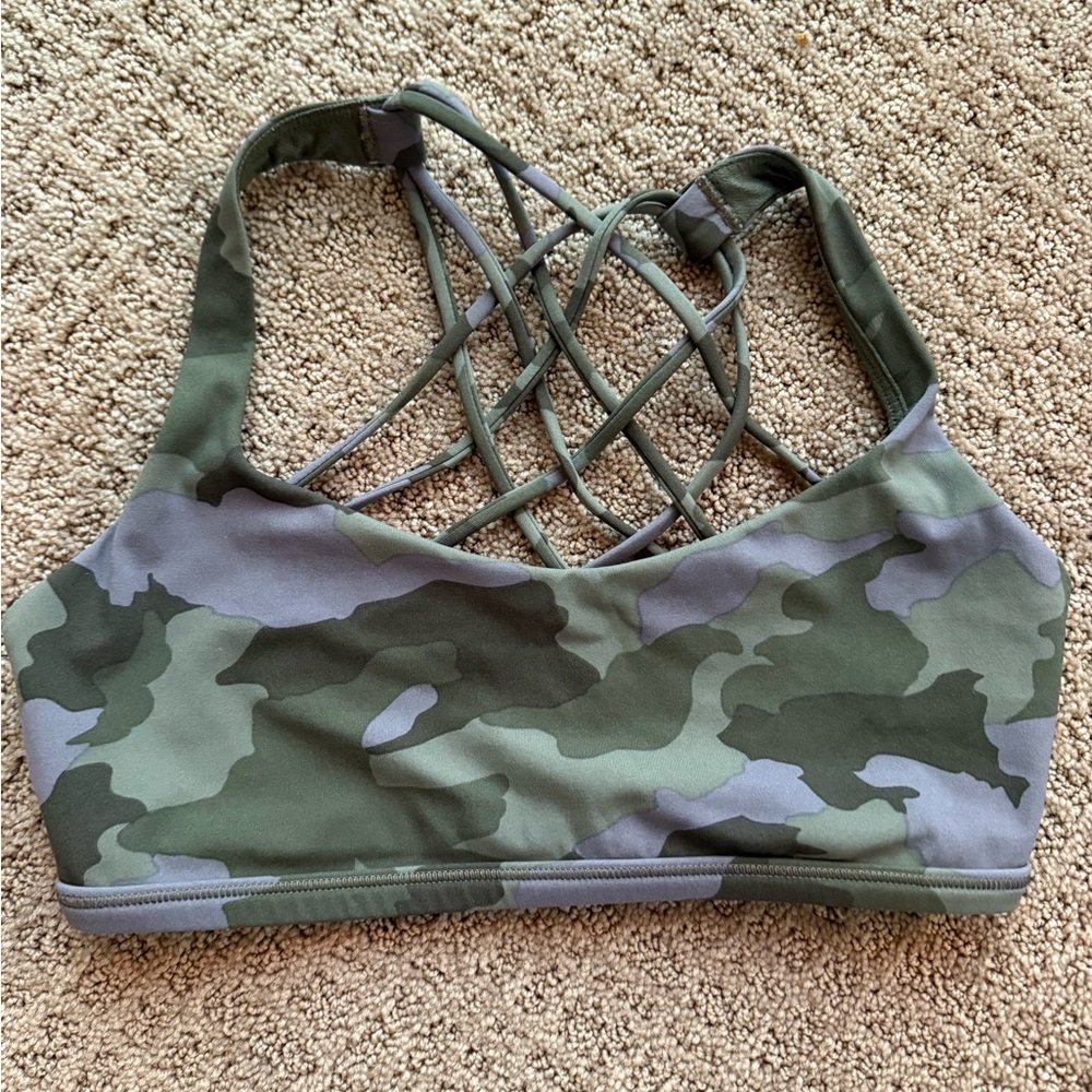 Lululemon Athletica Green Camo Sports Bra